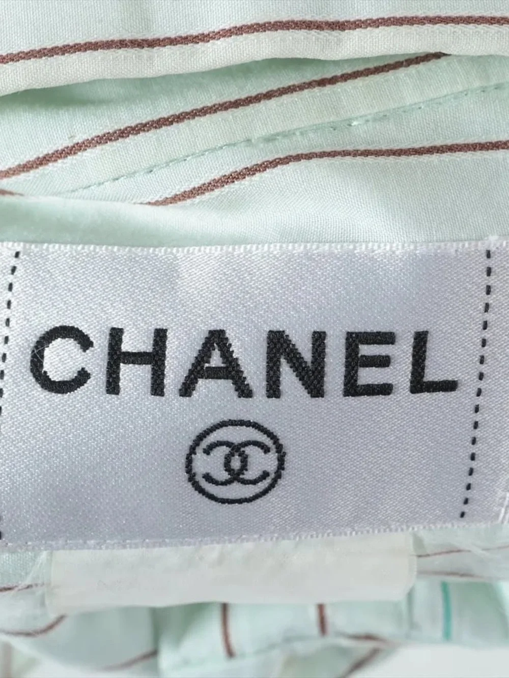 Authentic CHANEL sleeves formal stripes office top 36cm